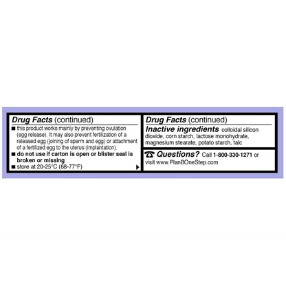 Plan B One Step Emergency Contraceptive, 1.5 Mg - Morning After Pill Manila Philippines (#1 U.S.A. Brand)